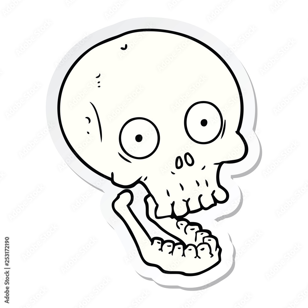 sticker of a cartoon skull sticker of a cartoon skull