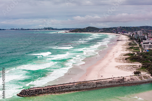 View of Tallebudgera Offleash Dog Beach from Tumgun Lookout, Burleigh Heads, QLD, Australia photo