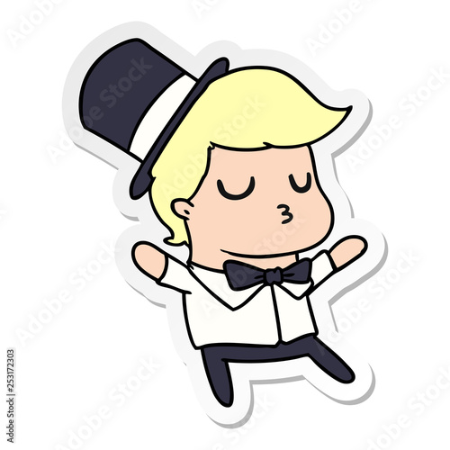 sticker cartoon of kawaii cute prom boy