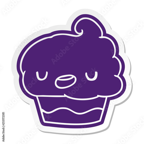 cartoon sticker kawaii of a cute cupcake