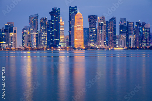 Panorama of Doha at dawn