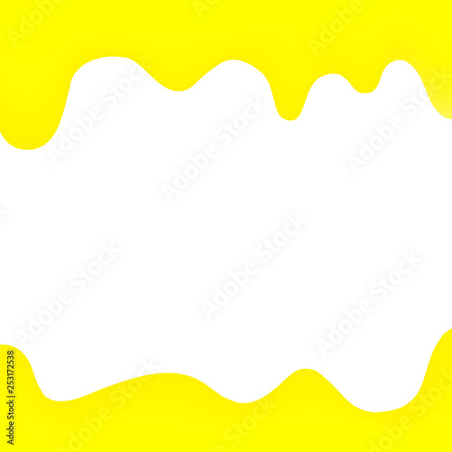 banner dripping paint yellow cartoon style for background, watercolor drips border, yellow frame of dripping creamy liquid, cartoon frame beautiful template for banner or poster and copy space