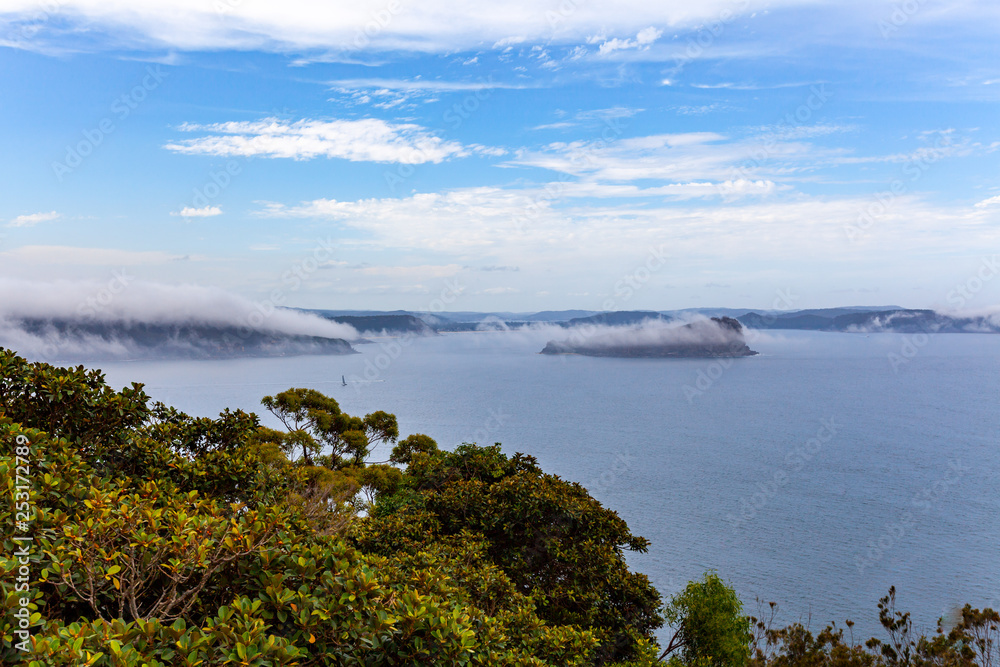 View of Broken Bay from Ku-ring-gai West Head lookout in Sydney, Australia