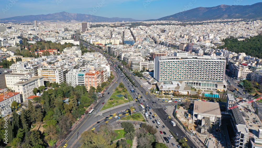 Aerial drone photo of Athens cityscape, Attica, Greece