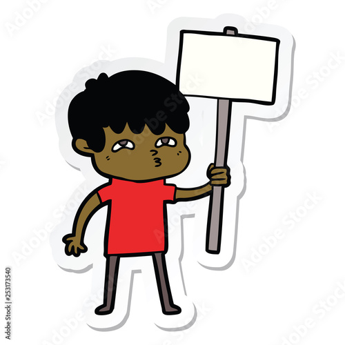 sticker of a cartoon curious man