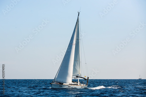 Sailing luxury yachts at Aegean Sea - Greece. Cruise yachting. © De Visu