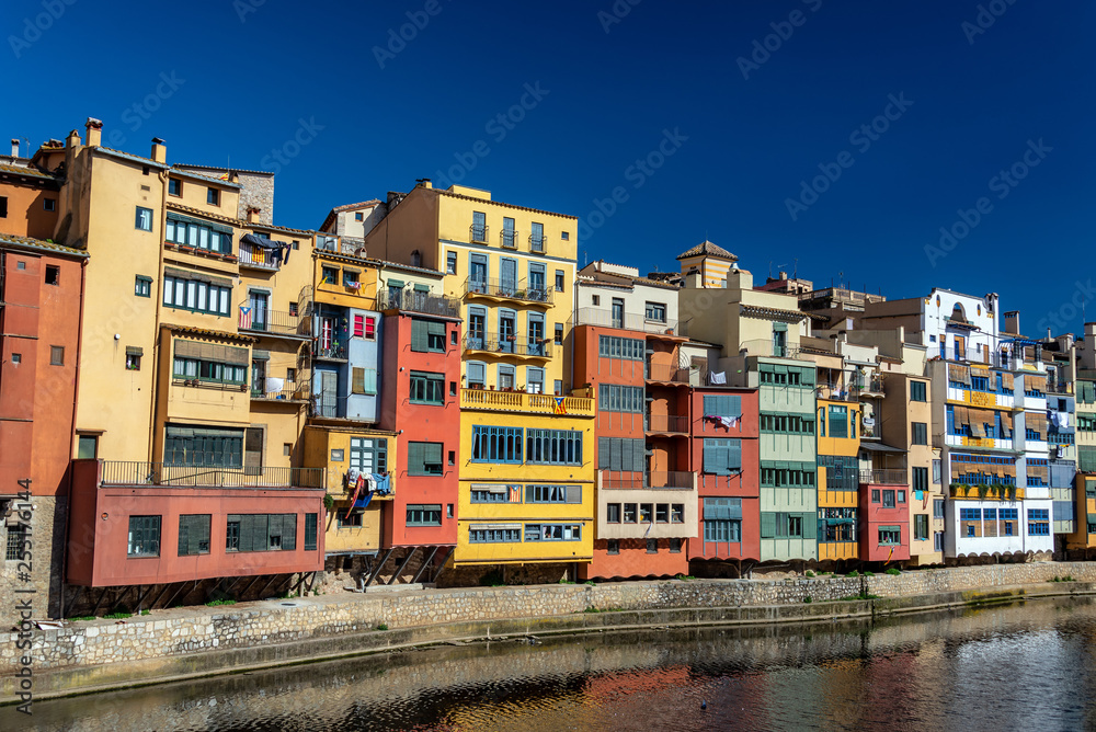 Beautiful colorful buildings in Girona, Spain