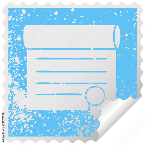distressed square peeling sticker symbol certificate