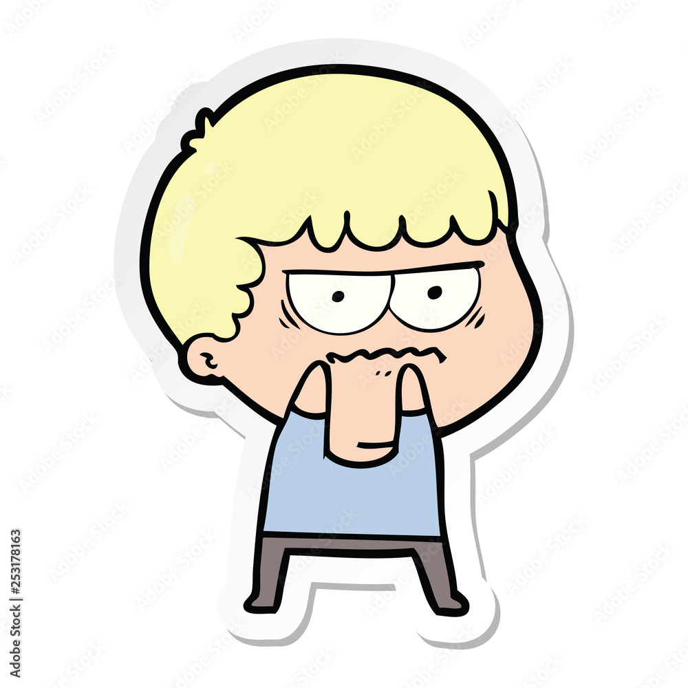 sticker of a cartoon annoyed man sticker of a cartoon annoyed man
