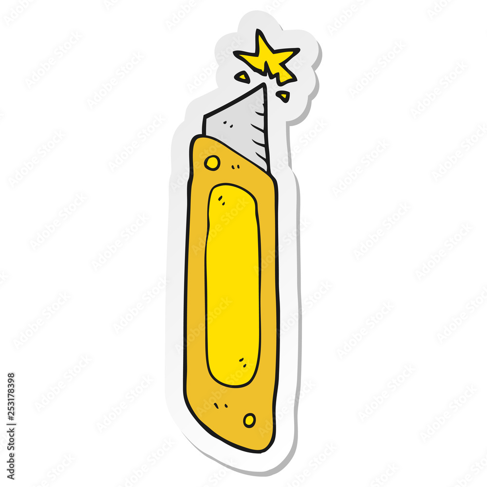 sticker of a cartoon construction knife sticker of a cartoon construction knife