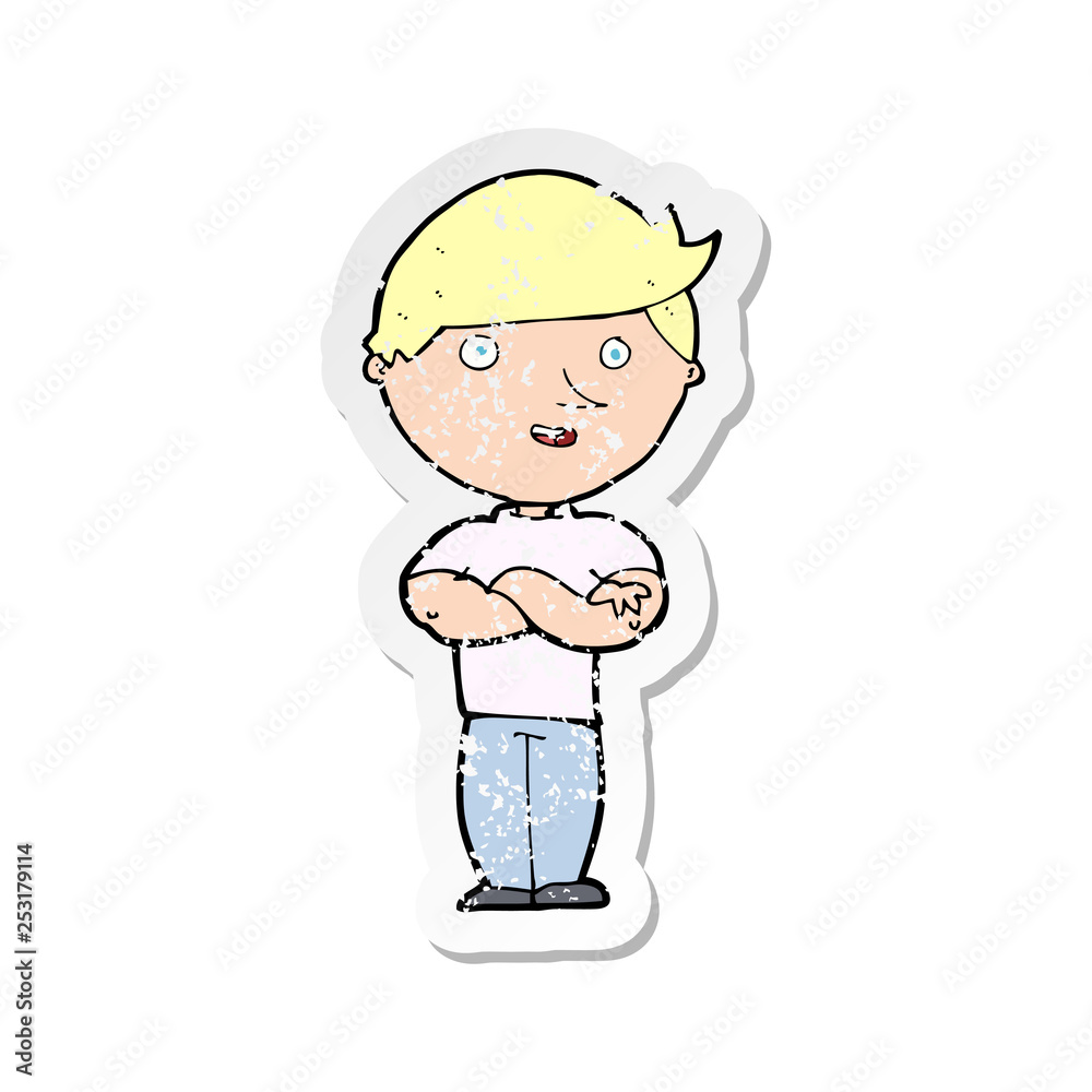 Obraz premium retro distressed sticker of a cartoon happy man