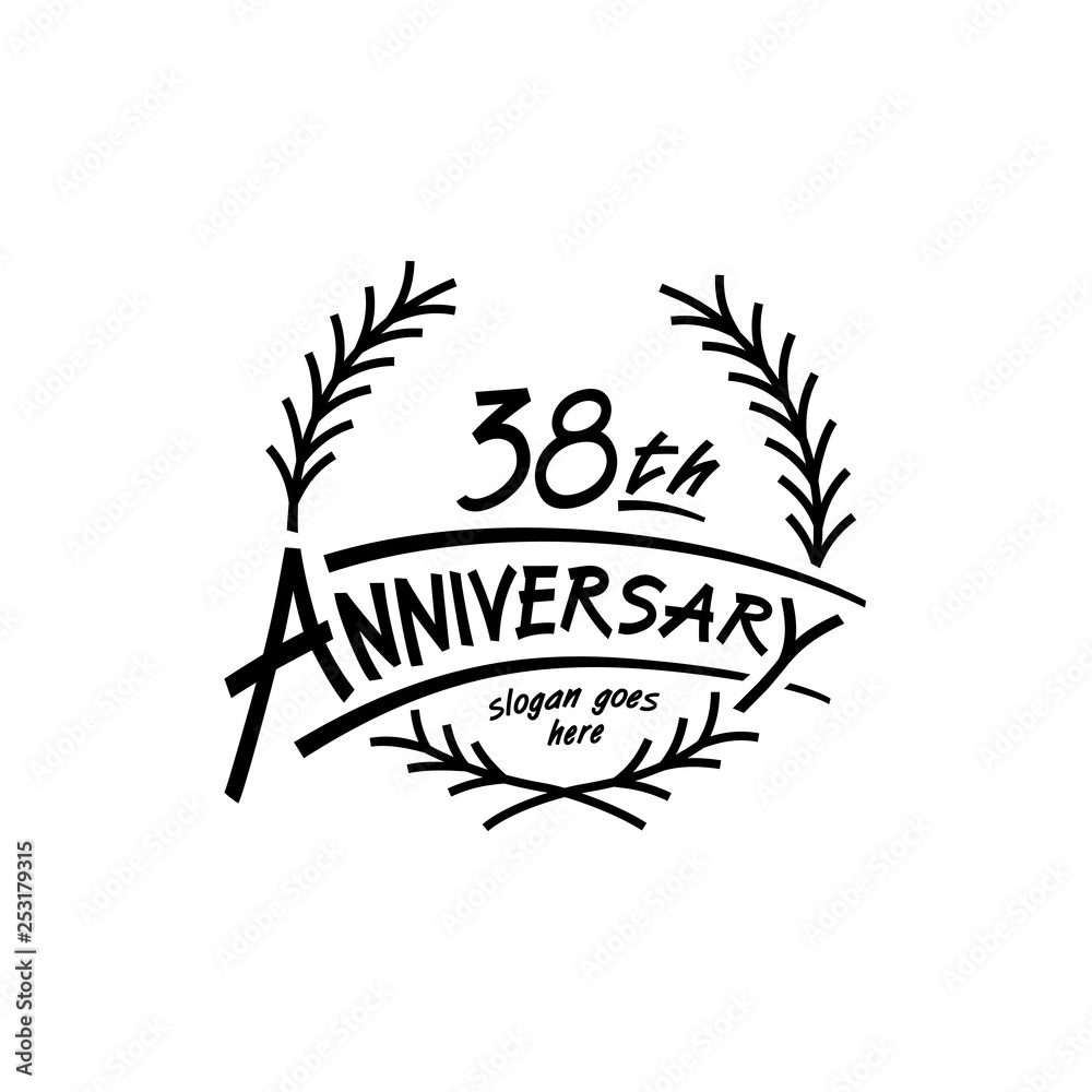 38 years design template. Vector and illustration. 38 years logo. 38 years design template. Vector and illustration. 38 years logo.