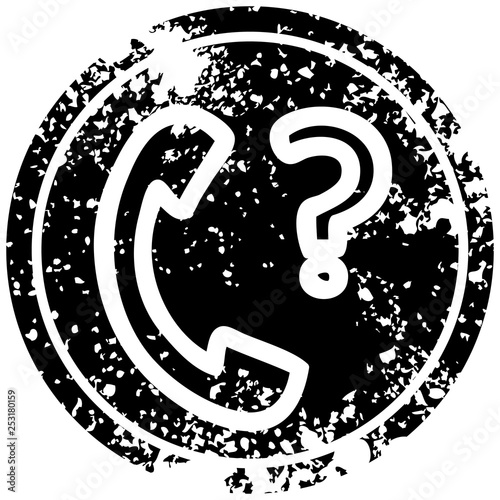 telephone handset with question mark distressed icon