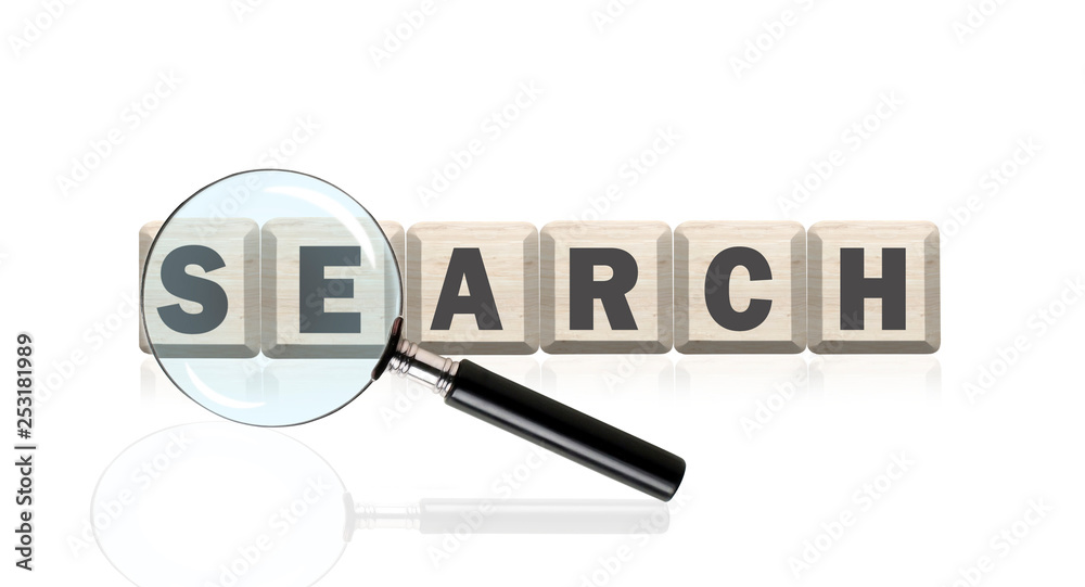search word with magnifier glass on white background search word with magnifier glass on white background