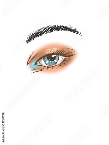 Woman eye . Hand painted fashion illustration
