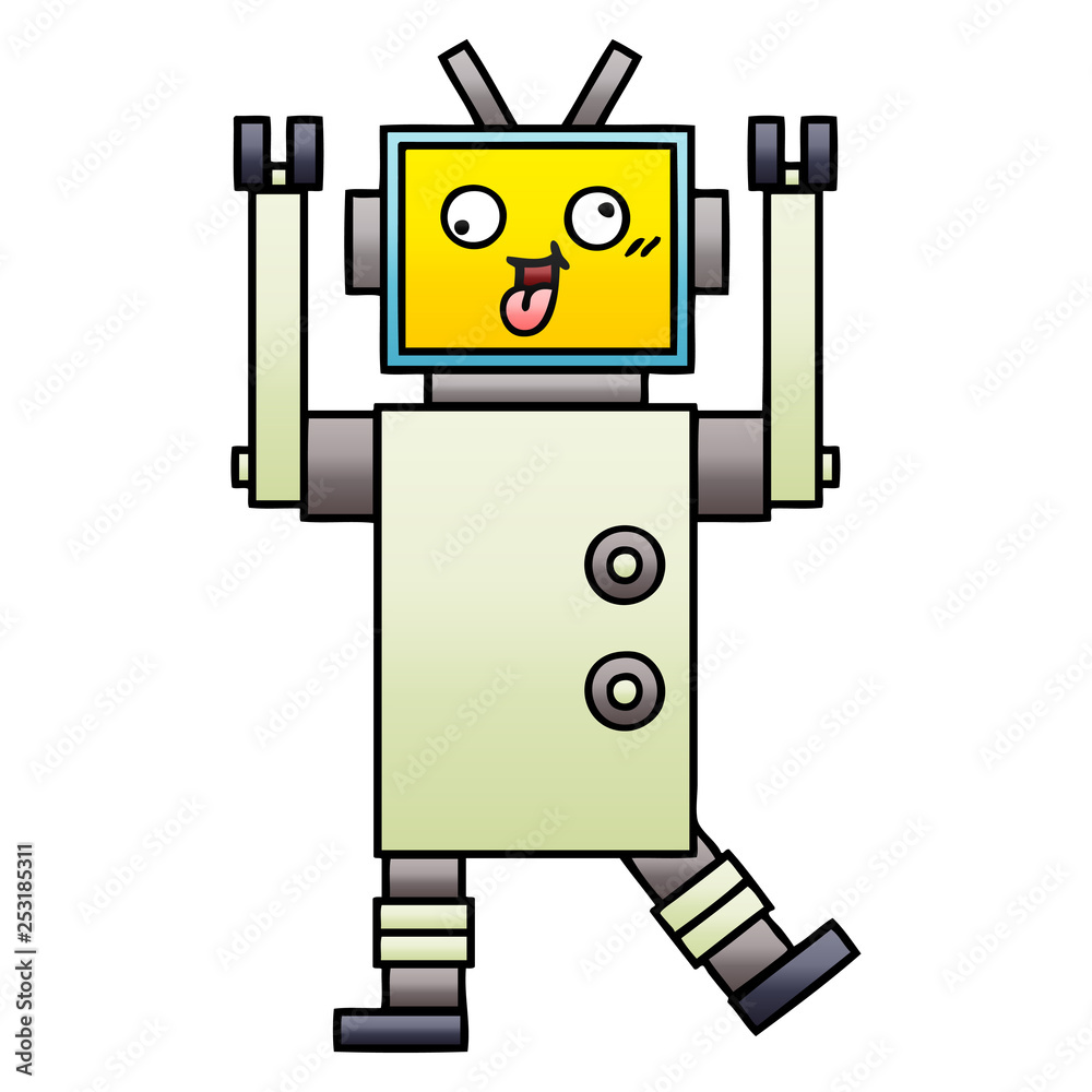 gradient shaded cartoon robot gradient shaded cartoon robot