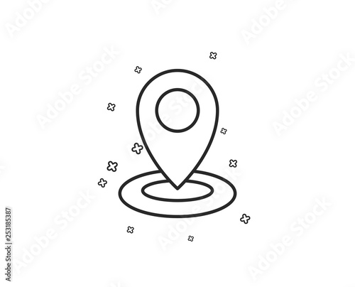 Location line icon. Map pointer sign. Geometric shapes. Random cross elements. Linear Location icon design. Vector