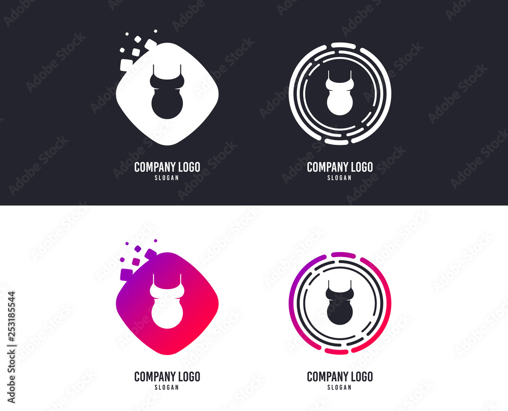 Logotype concept. Pregnant woman shirt sign icon. Maternity symbol Logo design. Colorful buttons with icons. Vector