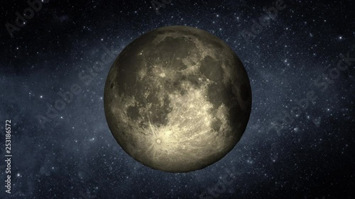 Moon with Stars around Gradually Covered and Uncovered by a Round Shadow