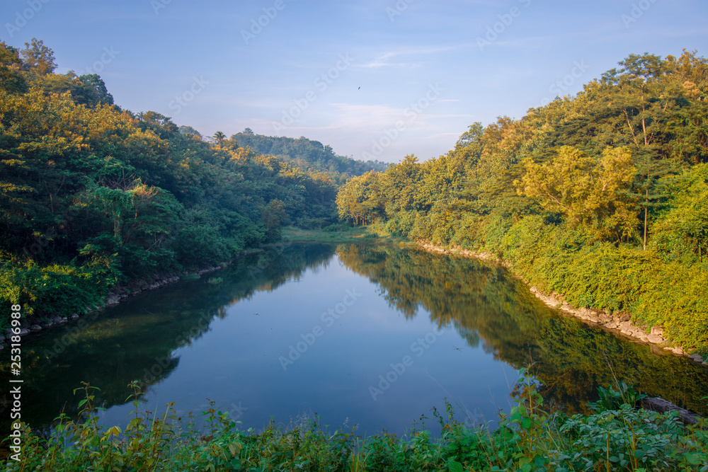 Blue lake in the morning Indonesia Malang Java