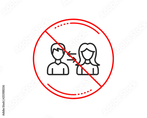 No Or Stop Sign Teamwork Line Icon Users Communication Male And Female Profiles Sign Person Silhouette Symbol Caution Prohibited Ban Stop Symbol No Icon Design Vector Stock Vector Adobe Stock
