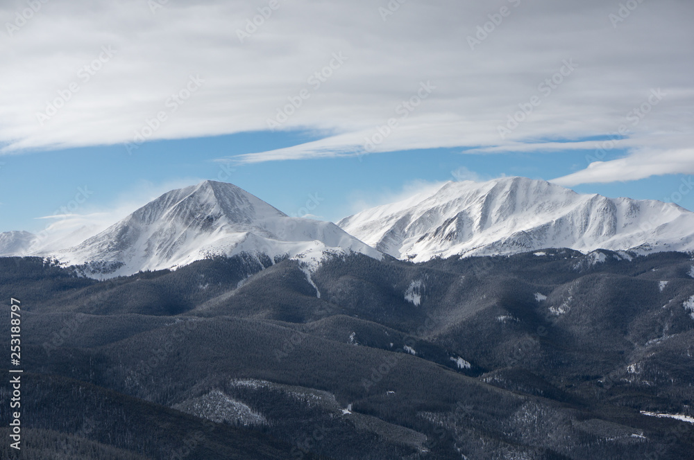 Wind Blown Snowy Peaks seen from Keystone, Colorado