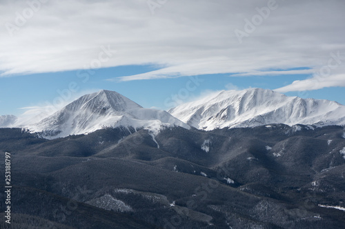 Wind Blown Snowy Peaks seen from Keystone  Colorado