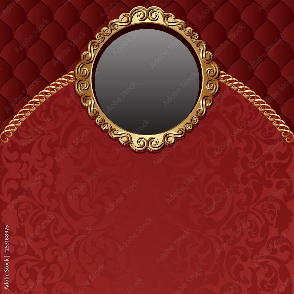 decorative background with vintage pattern and golden frame