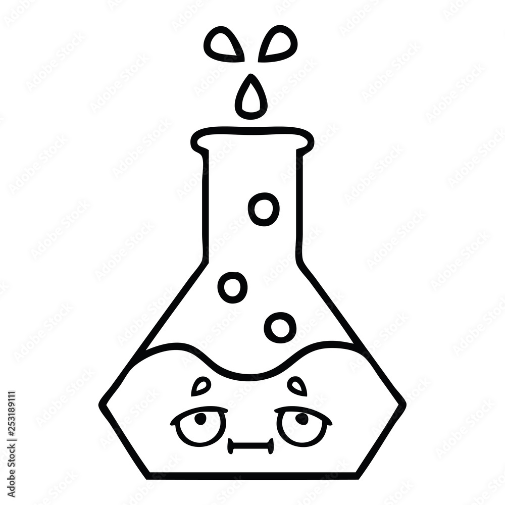 line drawing cartoon science beaker line drawing cartoon science beaker