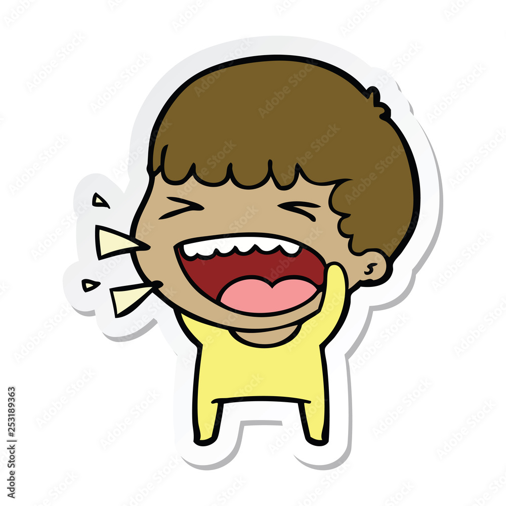 sticker of a cartoon laughing man sticker of a cartoon laughing man