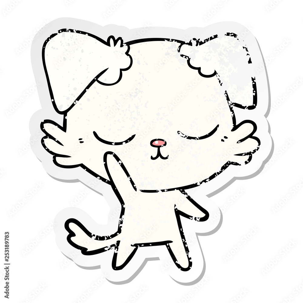 distressed sticker of a cute cartoon dog