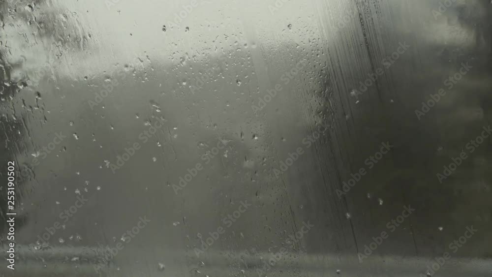 Winter Snowfall Water Drops On Glass Of Window Winter Snowfall Water Drops On Glass Of Window