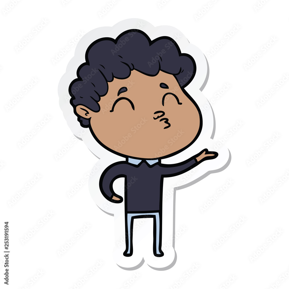 sticker of a cartoon man pouting