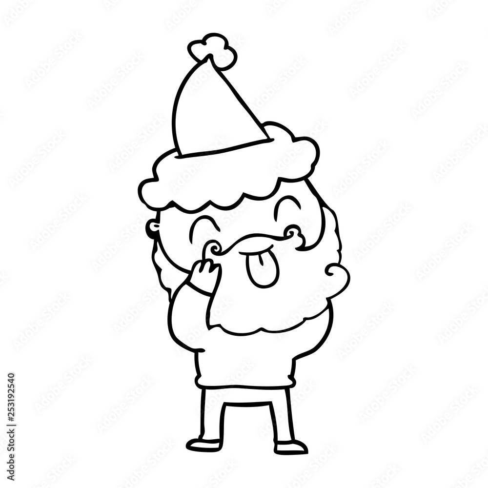 man with beard sticking out tongue wearing santa hat man with beard sticking out tongue wearing santa hat