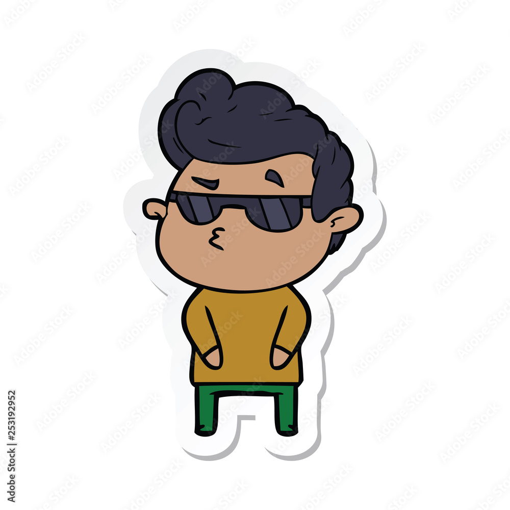 sticker of a cartoon cool guy