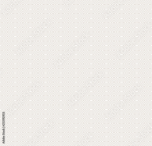 Subtle white and beige seamless pattern. Curved lines vector background