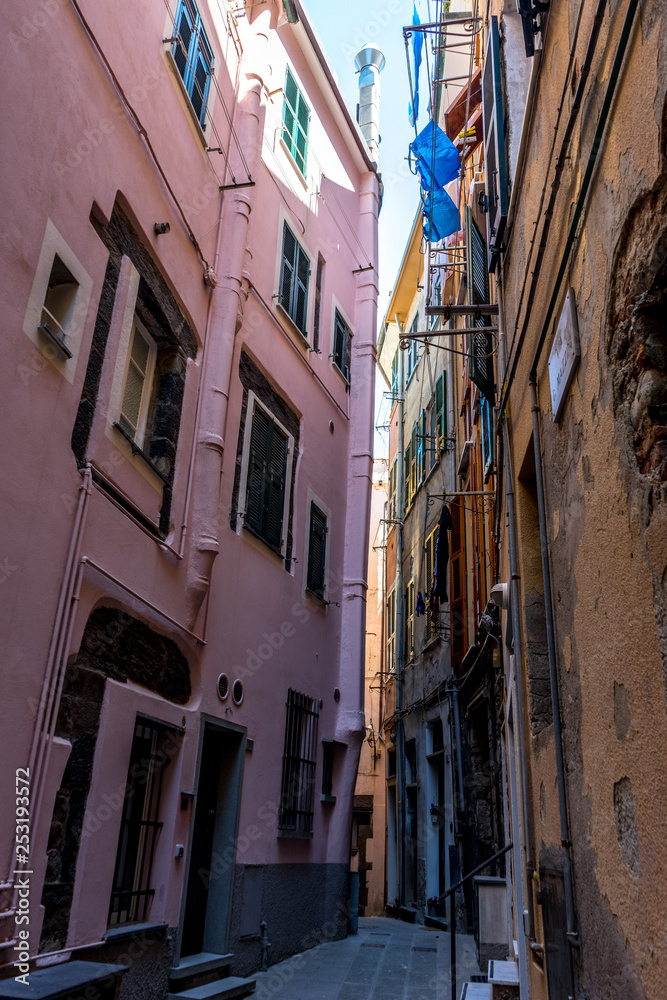 Italy, Cinque Terre, Vernazza, a narrow street