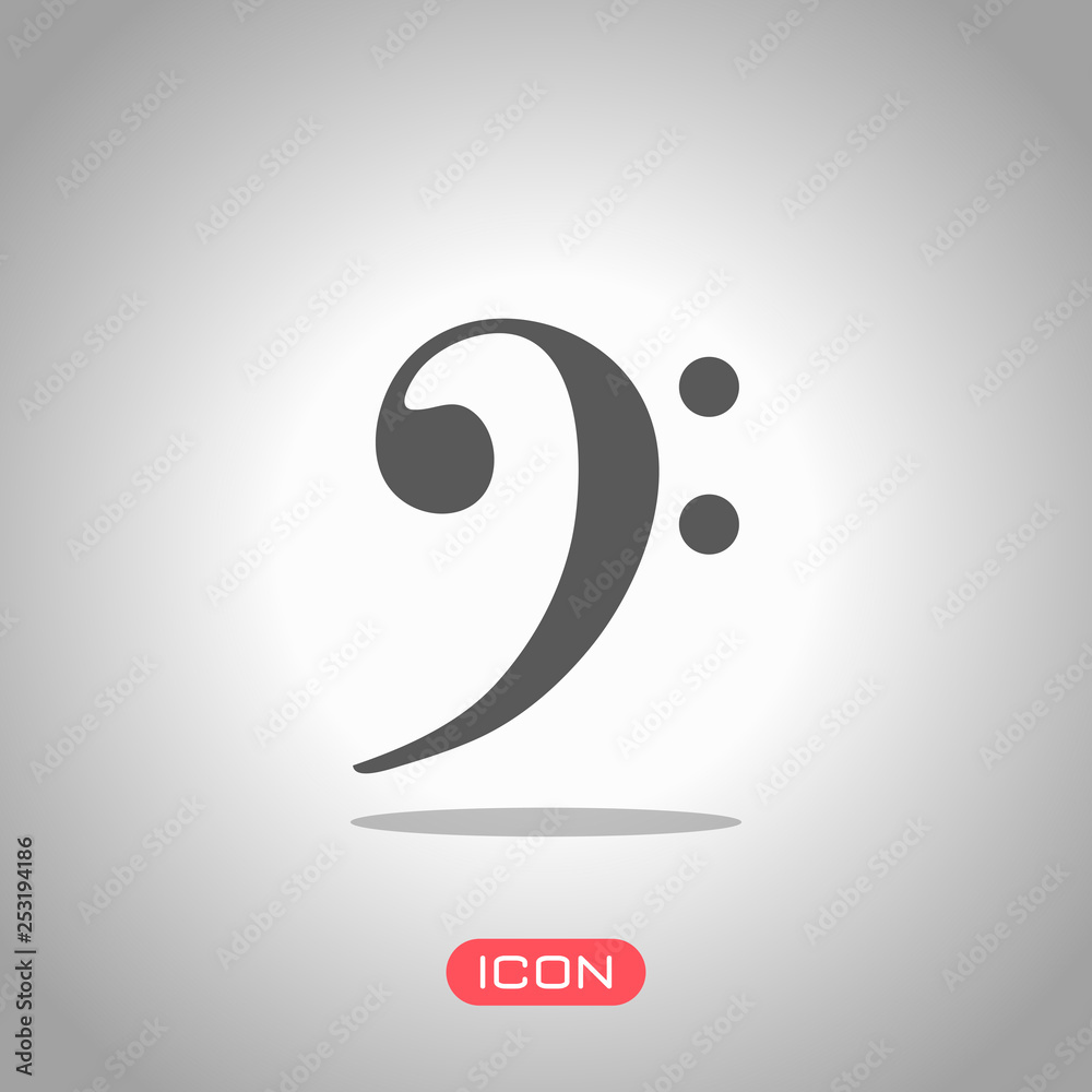 Fototapeta premium Bass Clef icon. Icon under spotlight. Gray background