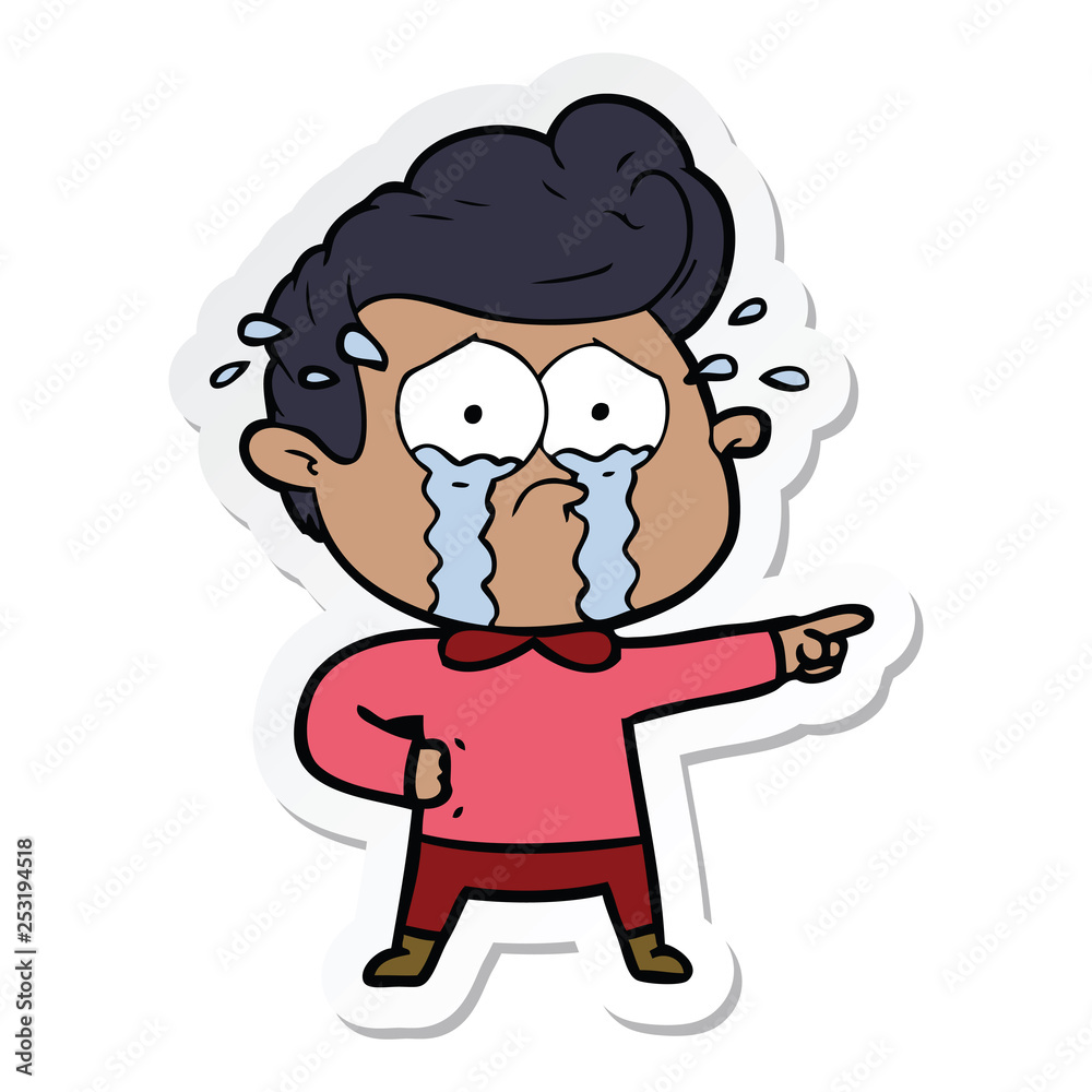 sticker of a cartoon crying man sticker of a cartoon crying man