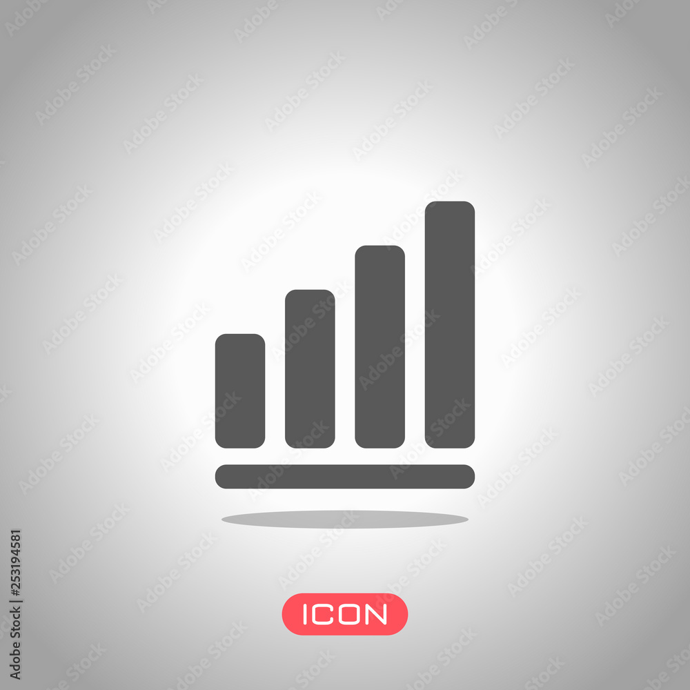 Growing graph line icon. Icon under spotlight. Gray background Growing graph line icon. Icon under spotlight. Gray background