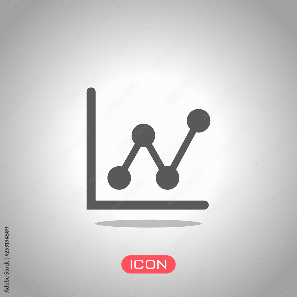 Growing graph line icon. Icon under spotlight. Gray background Growing graph line icon. Icon under spotlight. Gray background