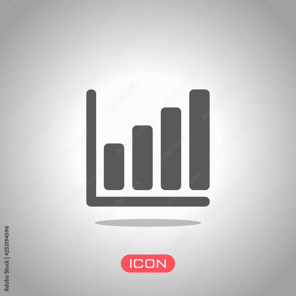 Growing graph line icon. Icon under spotlight. Gray background Growing graph line icon. Icon under spotlight. Gray background