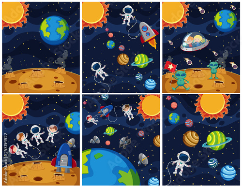 Fototapeta Naklejka Na Ścianę i Meble -  Set of space background