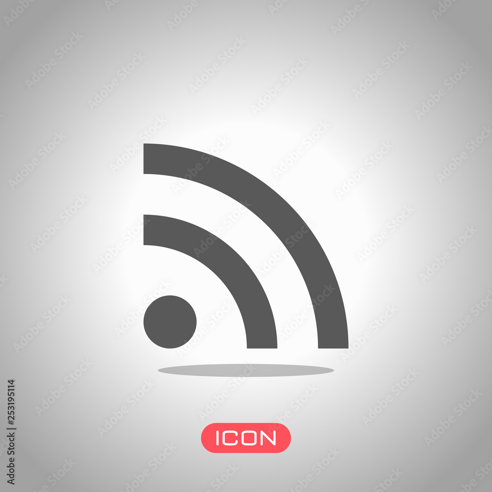 RSS icon. Icon under spotlight. Gray background RSS icon. Icon under spotlight. Gray background