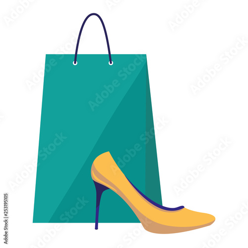 shopping bag with heel shoe