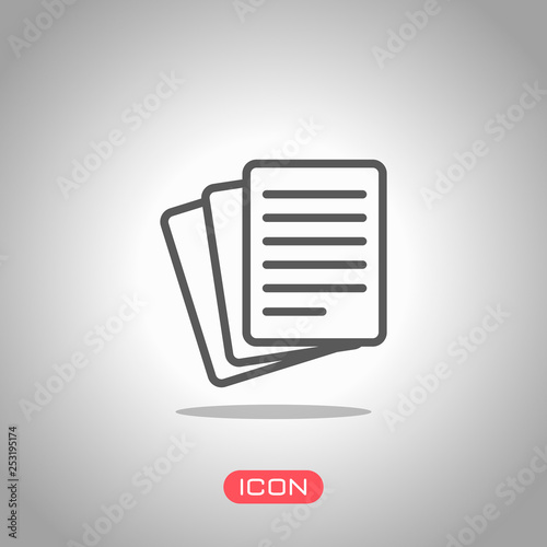 Stack Of Paper icon. Icon under spotlight. Gray background