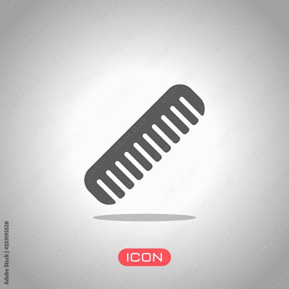 comb, hairbrush. simple silhouette. Icon under spotlight. Gray background comb, hairbrush. simple silhouette. Icon under spotlight. Gray background