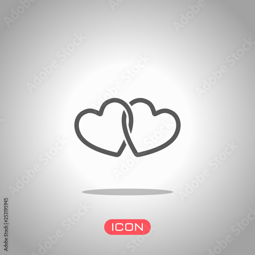 linked hearts icon. Icon under spotlight. Gray background