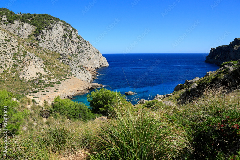 beautiful beach with turquoise sea water, Cala Figuera, Majorca, Spain beautiful beach with turquoise sea water, Cala Figuera, Majorca, Spain