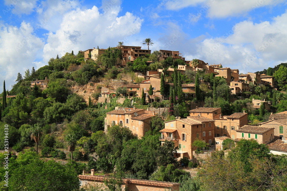 Panoramic view of the mediterranean village of Deja in Mallorca, Spain